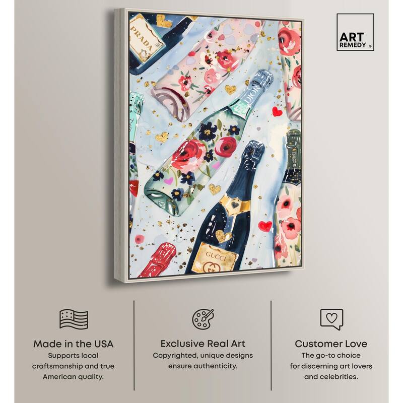 Fun Floral Champagne Canvas by Art Remedy