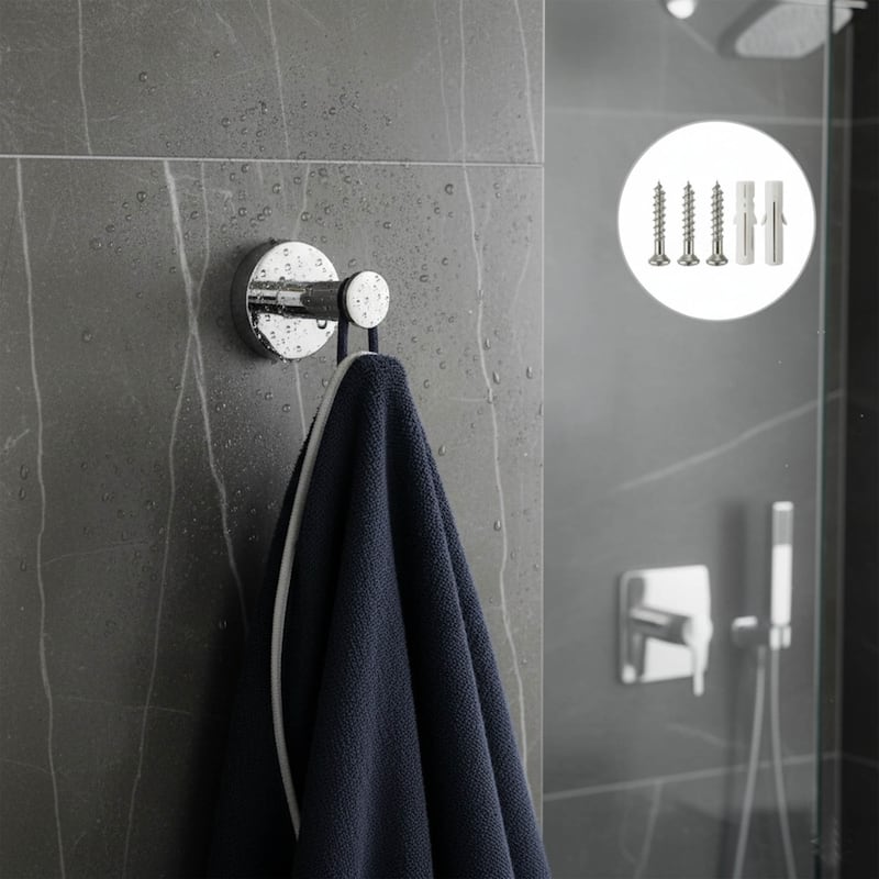 Wall Mount Towel Hook, Single Robe Hook, Polished Stainless Steel - 2H X 1.10W x1.10L