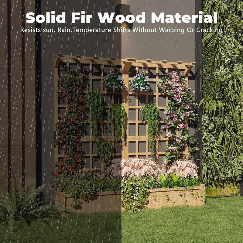 Outdoor Dual Planter Box with Trellis for Climbing Plants - 1 PC