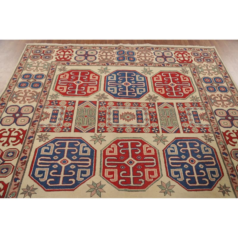 Kazak Living Room Area Rug Hand-Knotted Bedroom Wool Carpet - 6'7" x 8'9"