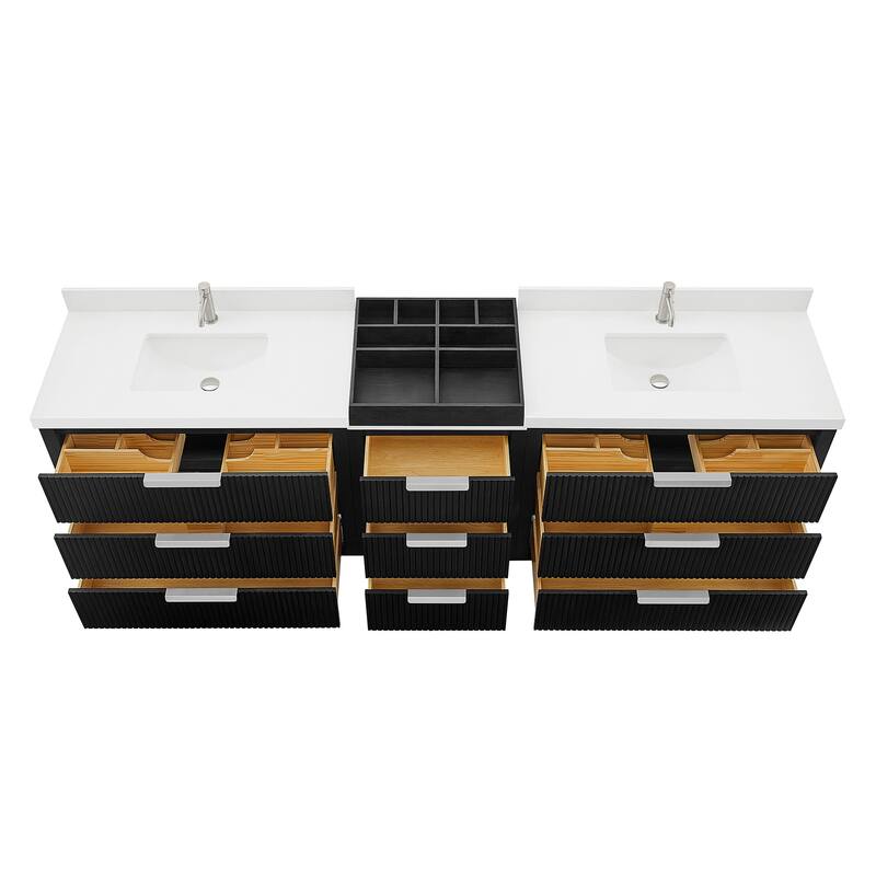 Santarem Double Vanity with Pure White Quartz Stone Top without Mirror