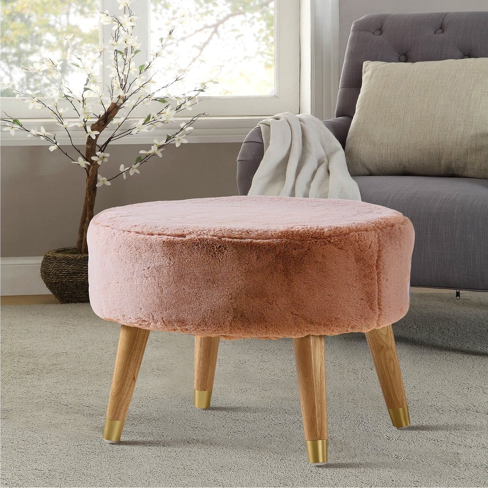 Serenta Heavy FauxFur Oval Ottoman
