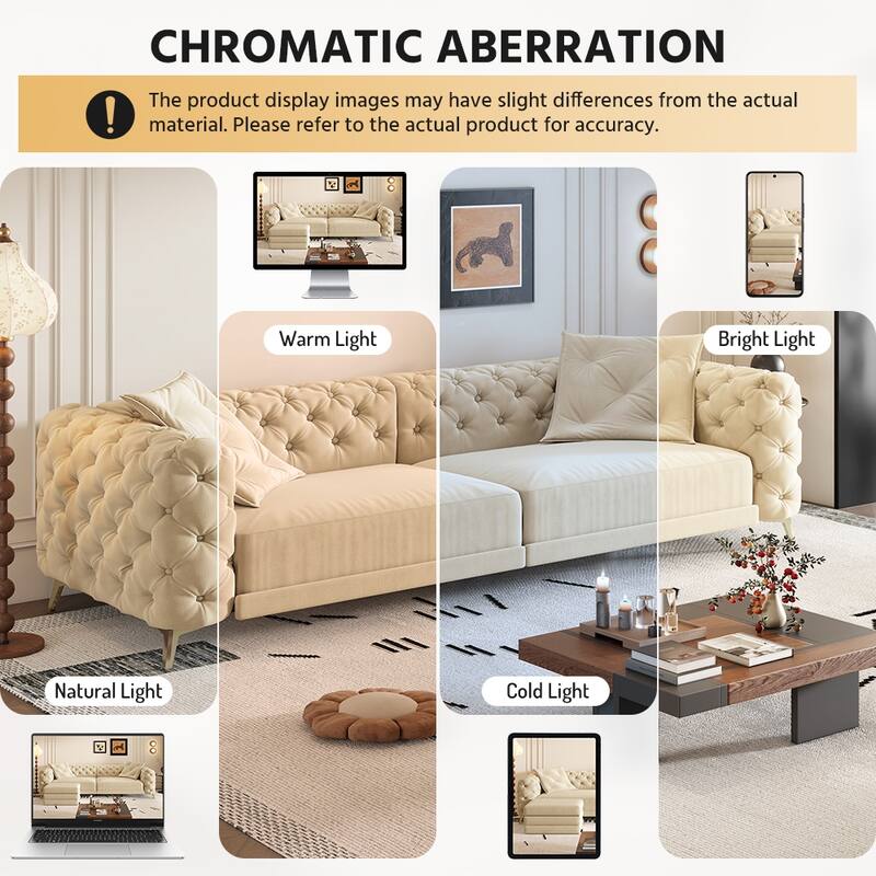 GDFStudio - Velvet 97.7" 3-in-1 Convertible Sleeper Sofa with Pull-Out Bed