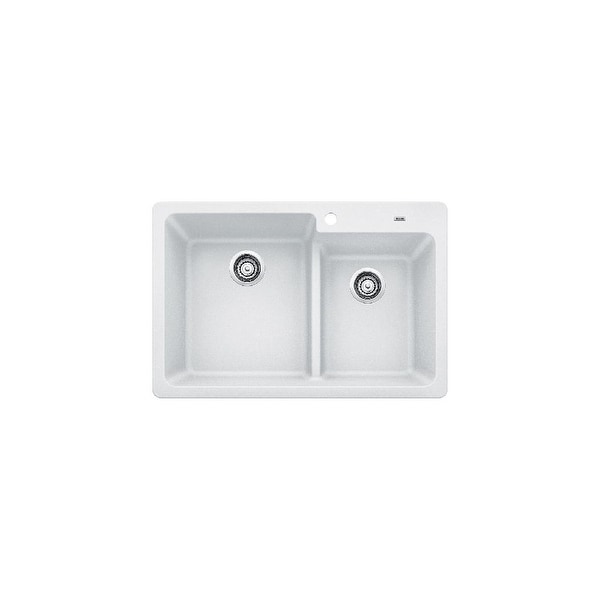 Blanco 441604 Grandis 33 Silgranit Granite Composite Drop In Or Undermount Double Bowl Kitchen Sink With 60 40 Split And Low