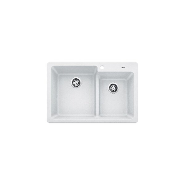 Blanco 441604 Grandis 33 Silgranit Granite Composite Drop In Or Undermount Double Bowl Kitchen Sink With 60 40 Split And Low