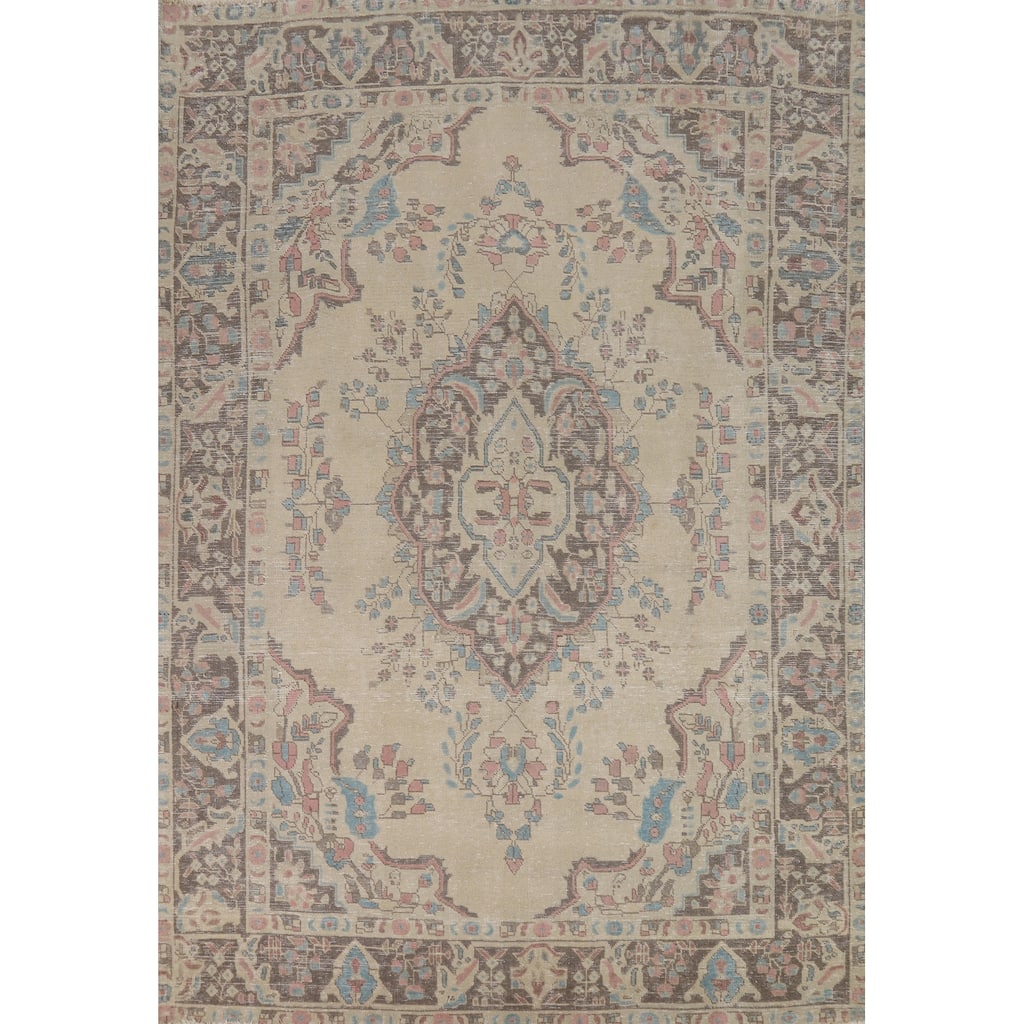 Medallion Tabriz Persian Area Rug Hand-Knotted Bedroom Wool Carpet - 6'4"x 9'3"