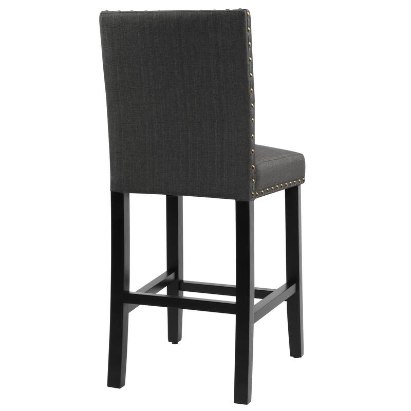 25 Inches Bar Stools Set of 2 Upholstered Counter Height Bar Stools with Back and Nailhead Trim