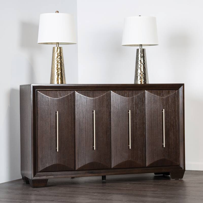 4 Doors Wooden Server with Nickel Appliance Pull Handle