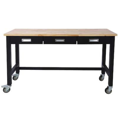60" Workbench with Drawer Storage and Wheels