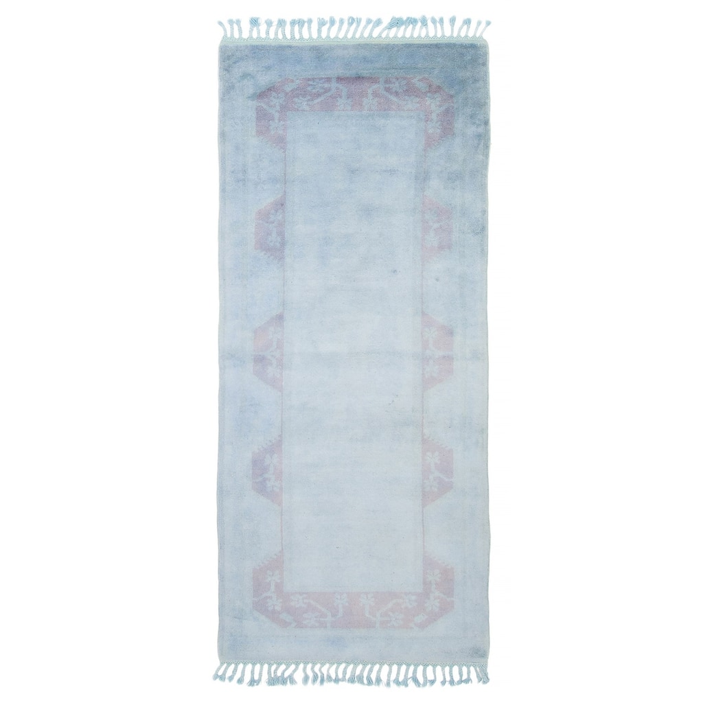 ECARPETGALLERY Hand-knotted Color Transition Sky Blue Wool Rug - 2'7 x 6'3