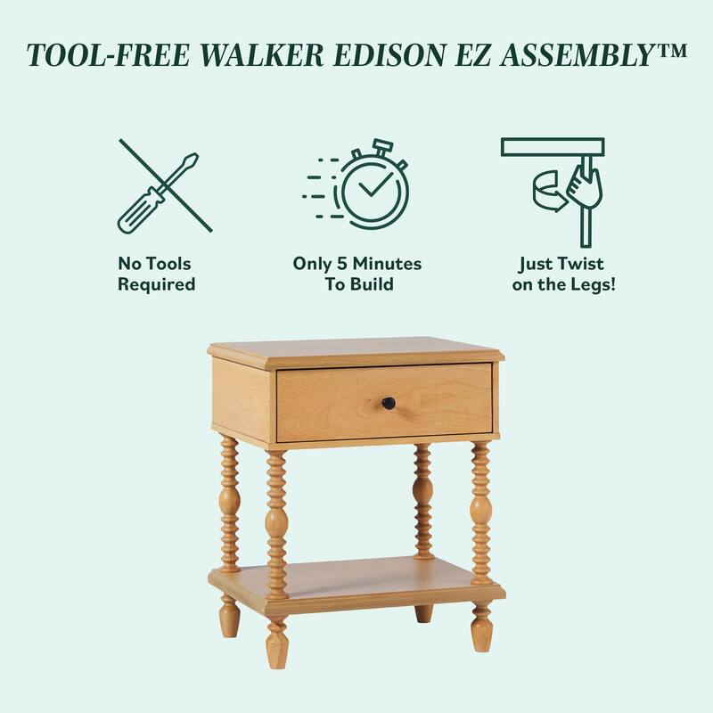 Walker Edison Easy Assembly Solid Wood 1-Drawer Nightstand (Set of 2)