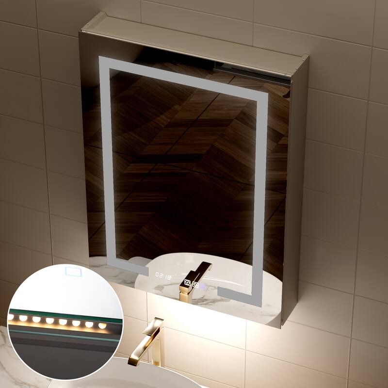 Modland 20"-24"W x 32"H LED Medicine Cabinet Mirror for Bathroom with Recessed & Surface Mount Anti-Fog