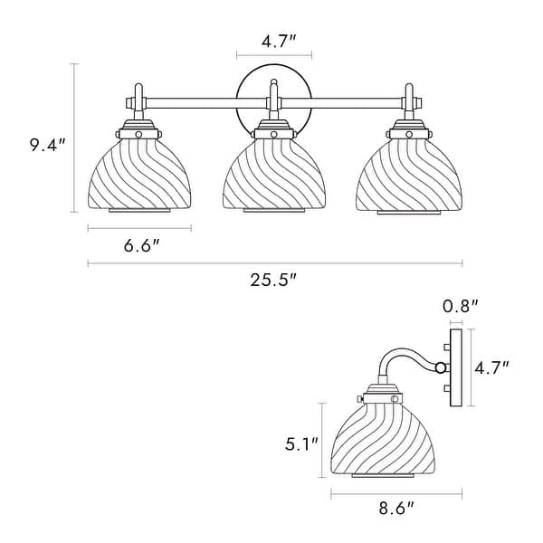 Draki Mid-century Modern Unique Bathroom Vanity Lights Dome Glass Crooked Vintage Armed Wall Sconce