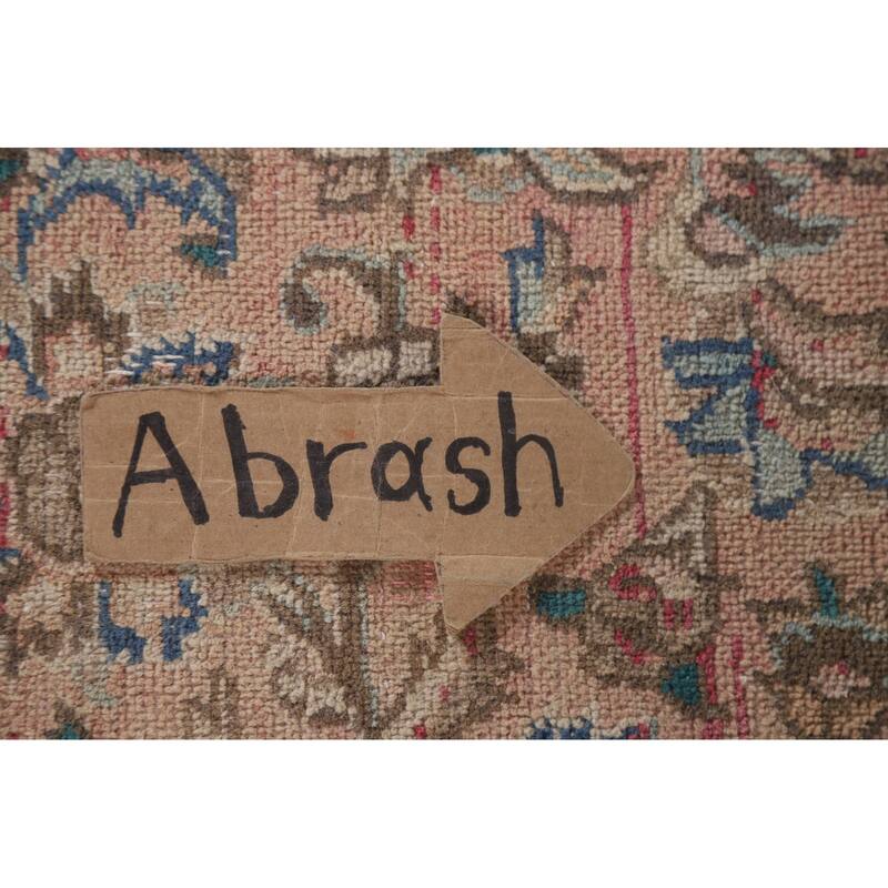Hand Knotted Oriental 100% Wool Carpet Traditional Floral Peach Mashad Area Rug - 12' 6'' X 9' 7''