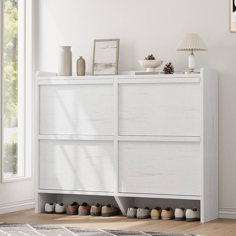 Drawer Wooden Shoe Cabinet with Adjustable Shelves