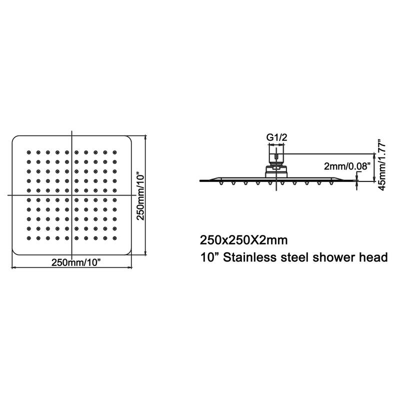 Bathroom Square Round 10/12" Rainfall Air Boost Full Spray Shower Head