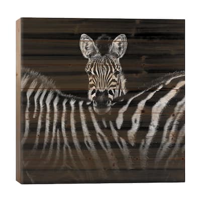 Two Zebras In Black & White I Print On Wood by Lukas Holas - Multi-Color