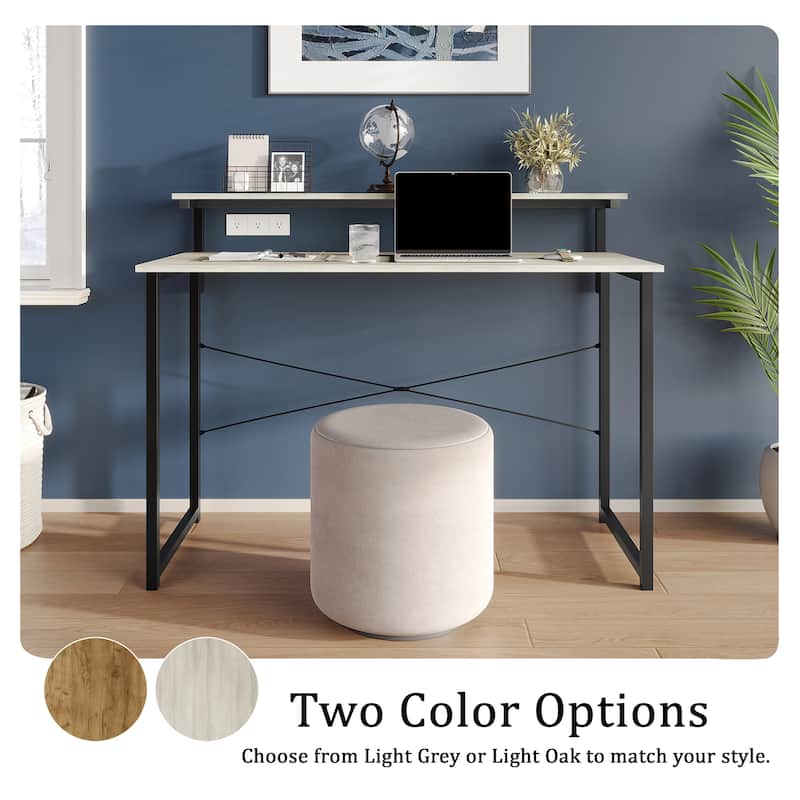 CraftPorch Minimalist 47-Inch Metal Computer Desk With Shelf