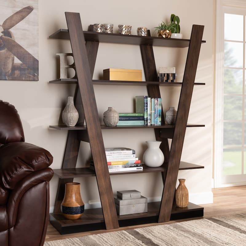 Michio Modern and Contemporary 5-Tier Wood Geometric Display Shelf