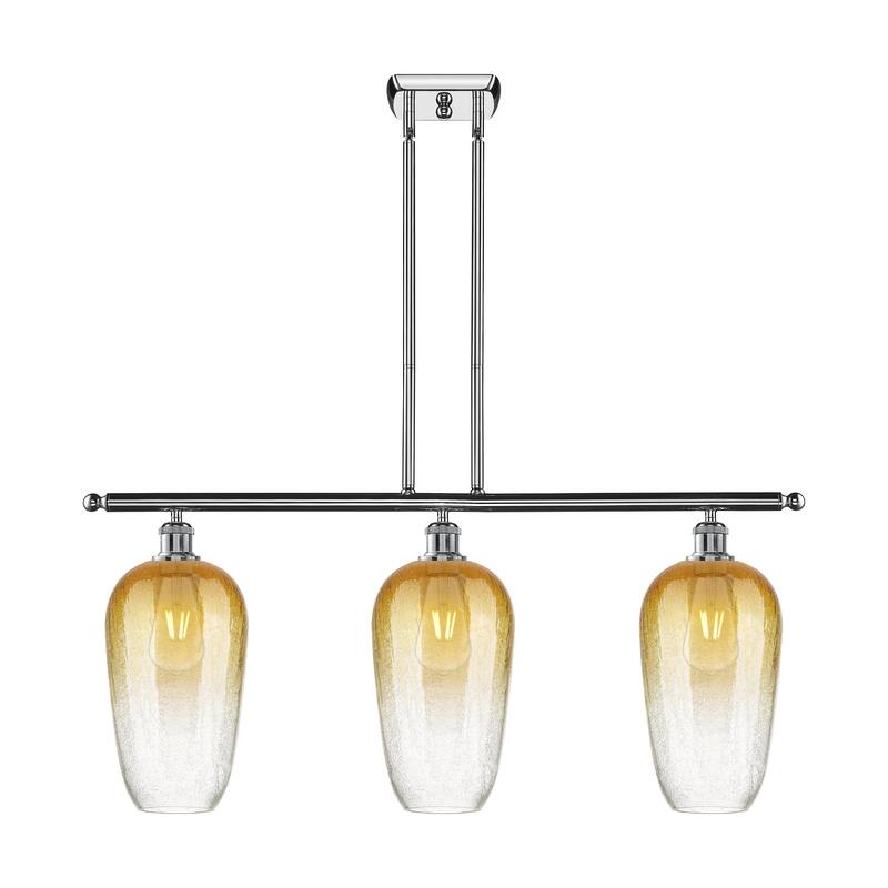 Innovations Lighting Endless Possibilities Ballston - Brookhaven Flute - 3 Light 36" Stem Hung Island Light - Polished Chrome/Amber