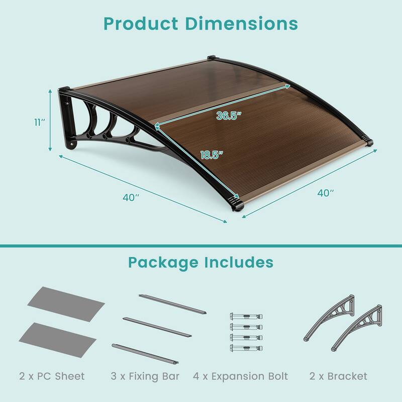 Costway 40'' x 40'' Patio Awning Canopy Outdoor Window Door Overhang