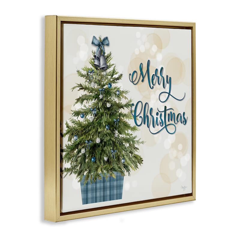 Stupell Christmas Tree in Plaid Stand Framed Floater Canvas Wall Art Design By Mollie B.