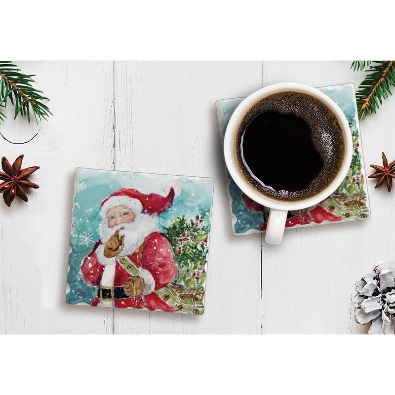 Counterart Absorbent Stone Coasters - Quiet Santa - Set of 4 - 4x4x290