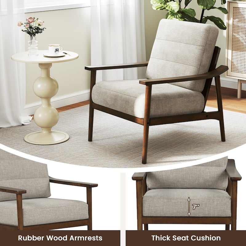 Gymax 2 PCS Modern Accent Chair Upholstered Leisure Armchair w/ Rubber