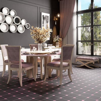 Merola Tile Vaudeville Octagon Antracita with Taco Pink 7-7/8" x 7-7/8" Porcelain Floor and Wall Tile