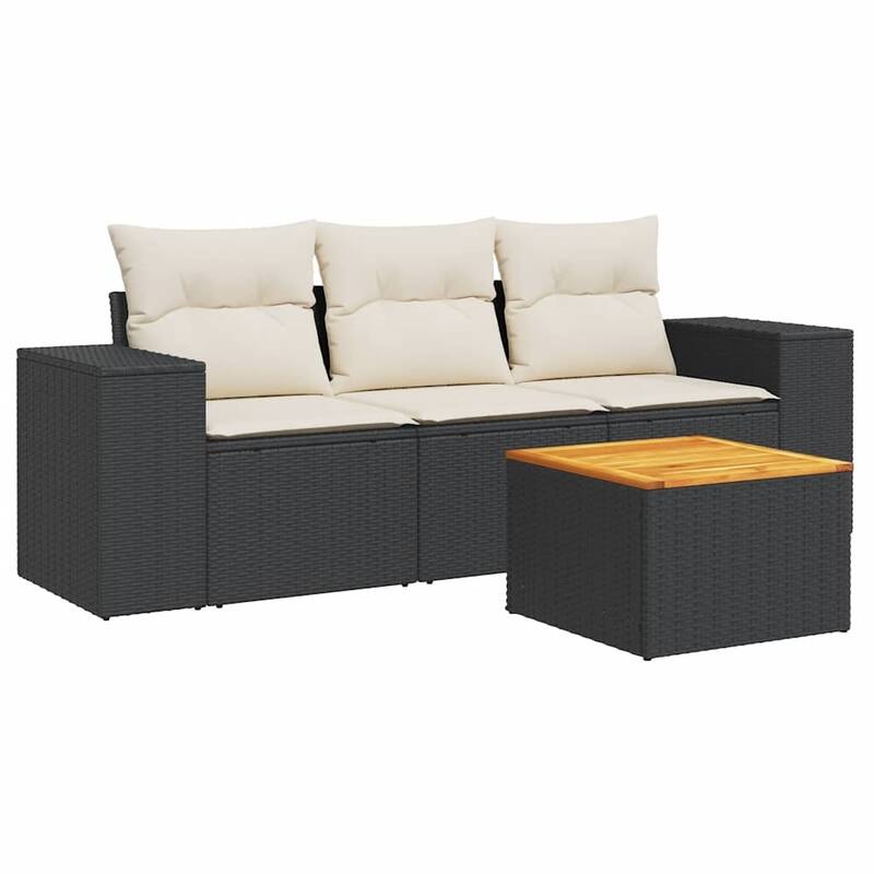 vidaXL Patio Sofa Set with Cushions Outdoor Furniture 4 Piece Poly Rattan - 86.6x 33.3x 27.2