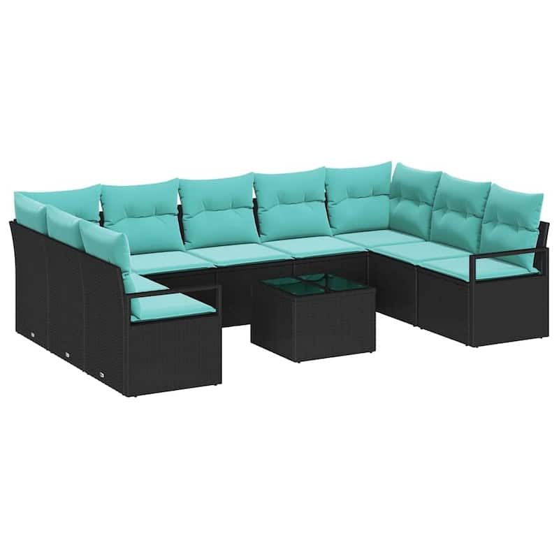 vidaXL 10 Piece Garden Sofa Set with Cushions - 113.8×69.7×27.2