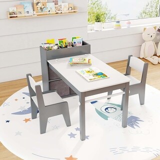 Kids Table & Chair Set Wooden Toddler Activity Desk Set w/Paper Roll