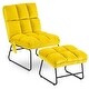 preview thumbnail 52 of 67, MCombo Accent Chair with Ottoman,Velvet Modern Side Pocket Metal Legs Club Chair,0014