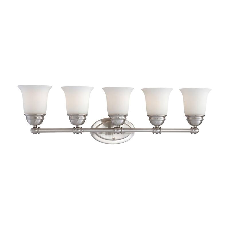 Elk Home Bella Brushed Nickel With White Glass 5 Light Vanity Light