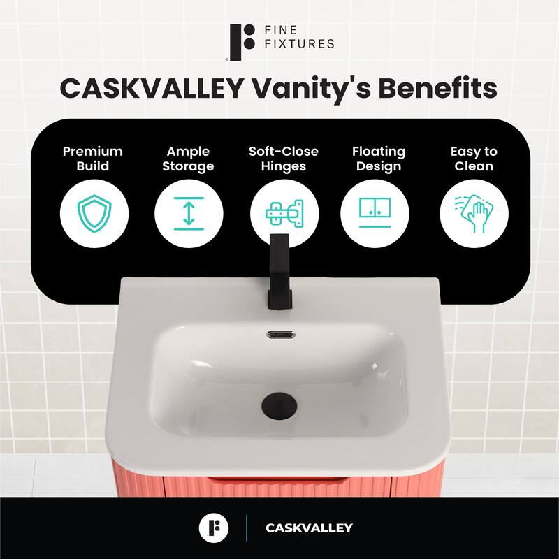 Caskvalley Modern Bathroom Vanity with Straight Fluted Design - Sink Included