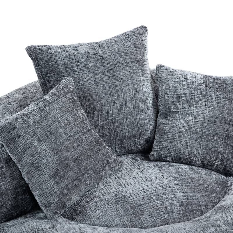 Chenille High Back Lazy Sofa with 3 Pillows and Oversized Bean Bag Chair