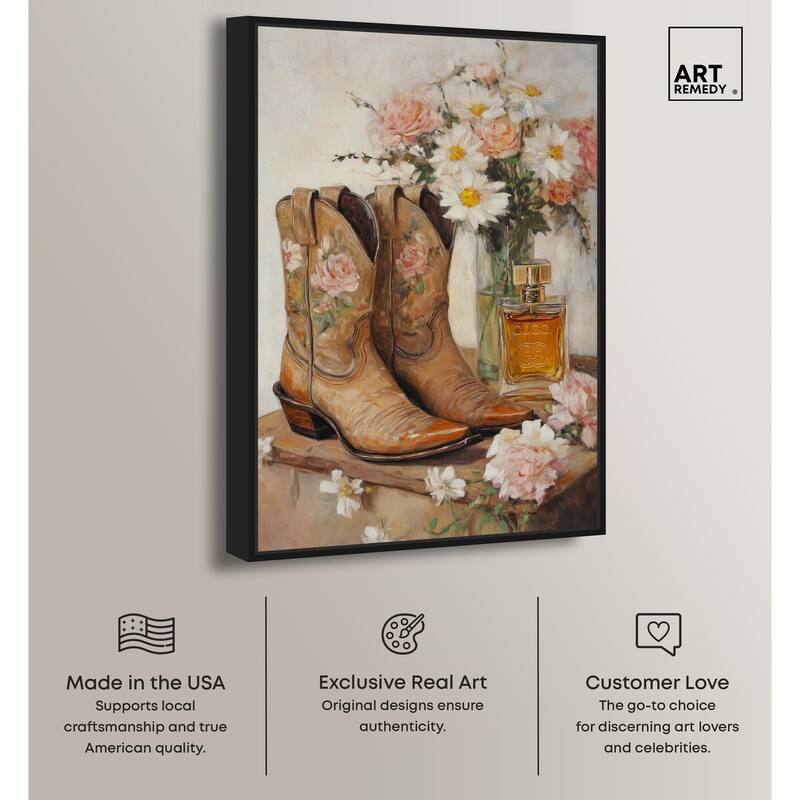 Delicate Floral Boots II Canvas by Art Remedy