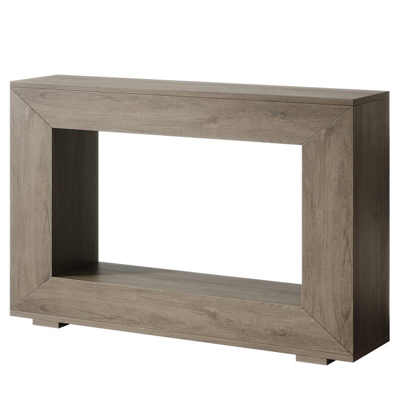 47" Farmhouse Narrow Rustic Console Table with Storage for Living Room - Grey