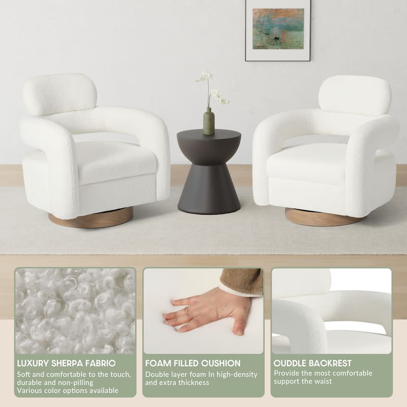 Bayville 29" Wide Sherpa Swivel Chair