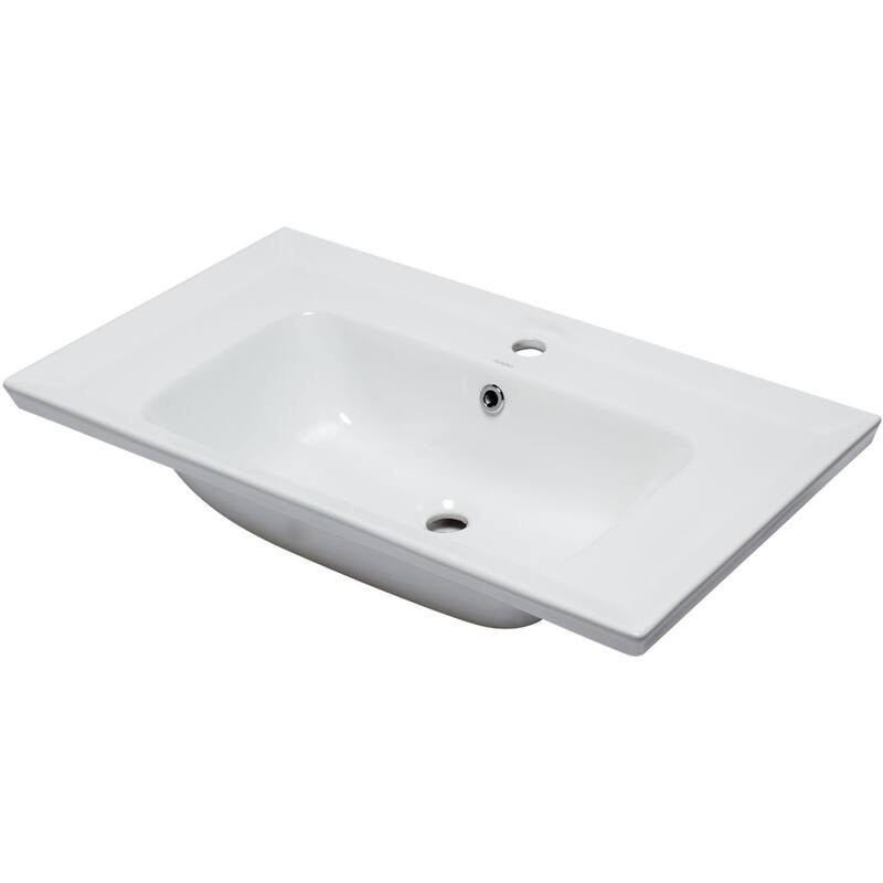 Eago 31-1/2" Drop In Bathroom Sink with Overflow - White