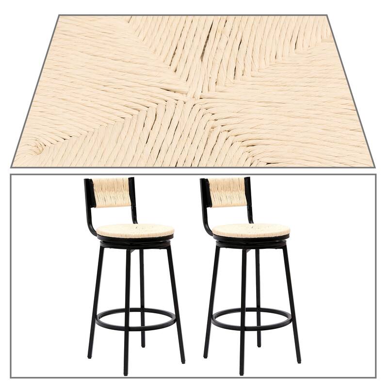 Modern Farmhouse Style Set of Two 360 Degree Swivel Armless Bar Stools