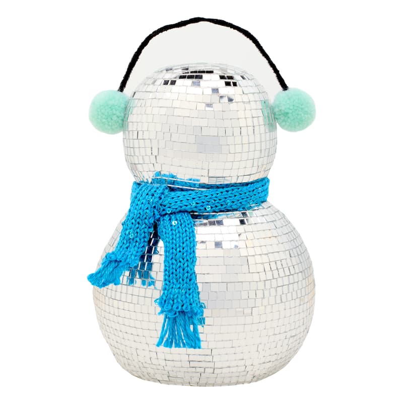 National Tree Company 12 in. Disco Snowman with Red Scarf - 12 in - Blue - Polyester/Plastic