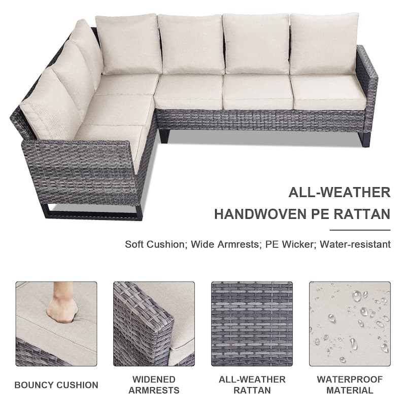 Gymojoy Outdoor Patio Sofa with Swivel Chairs Set