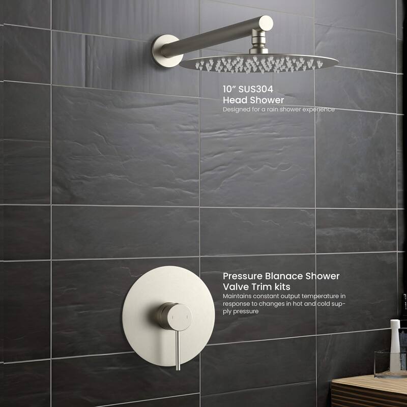 Circular Pressure Balanced Single Function Shower System with Rough In Valve