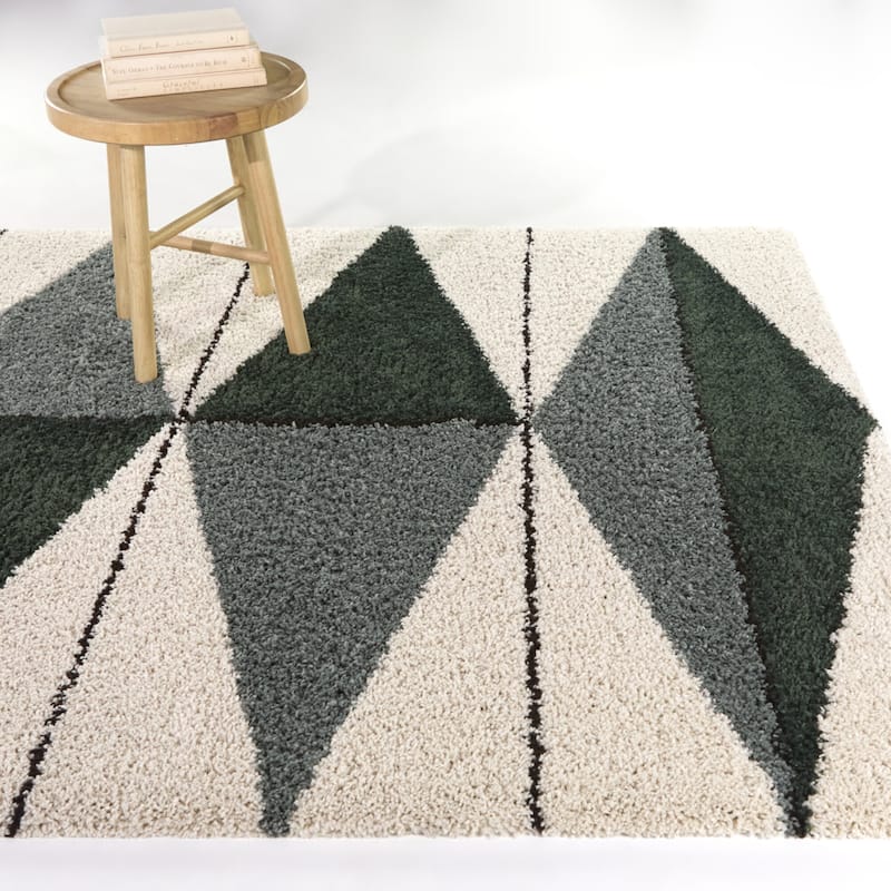 Balta Levine Modern Geometric Shag Area Rug - 5'3" x 7' - Green