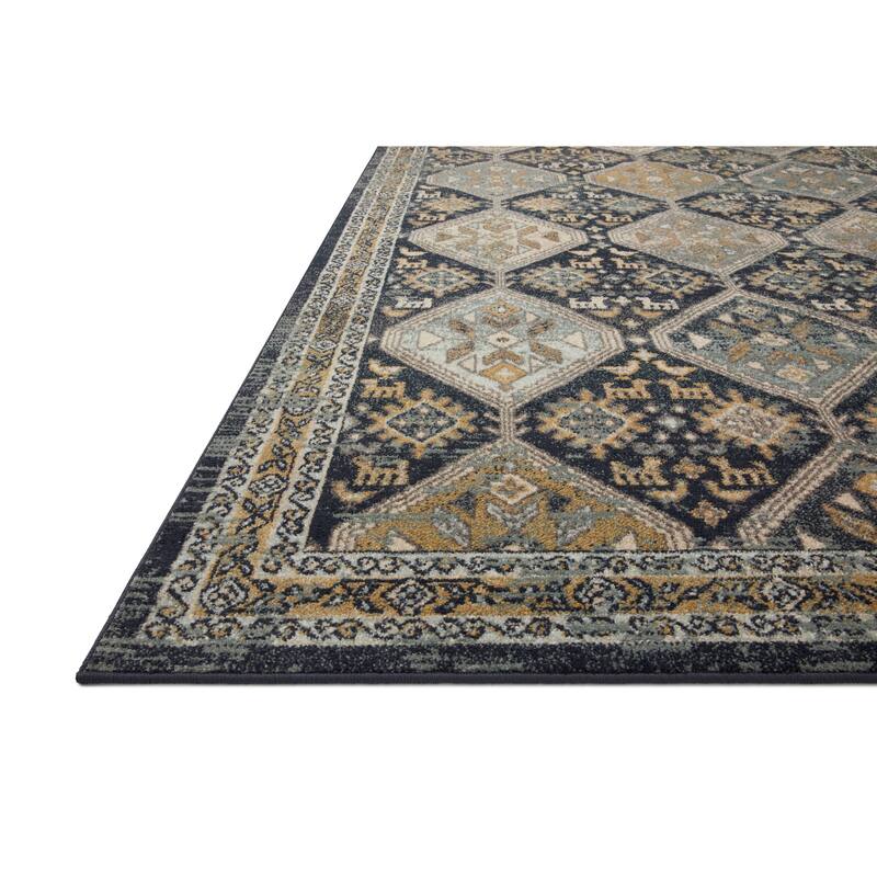 Alexander Home Luxe Antiqued-Diamond Motif Distressed Area Rug