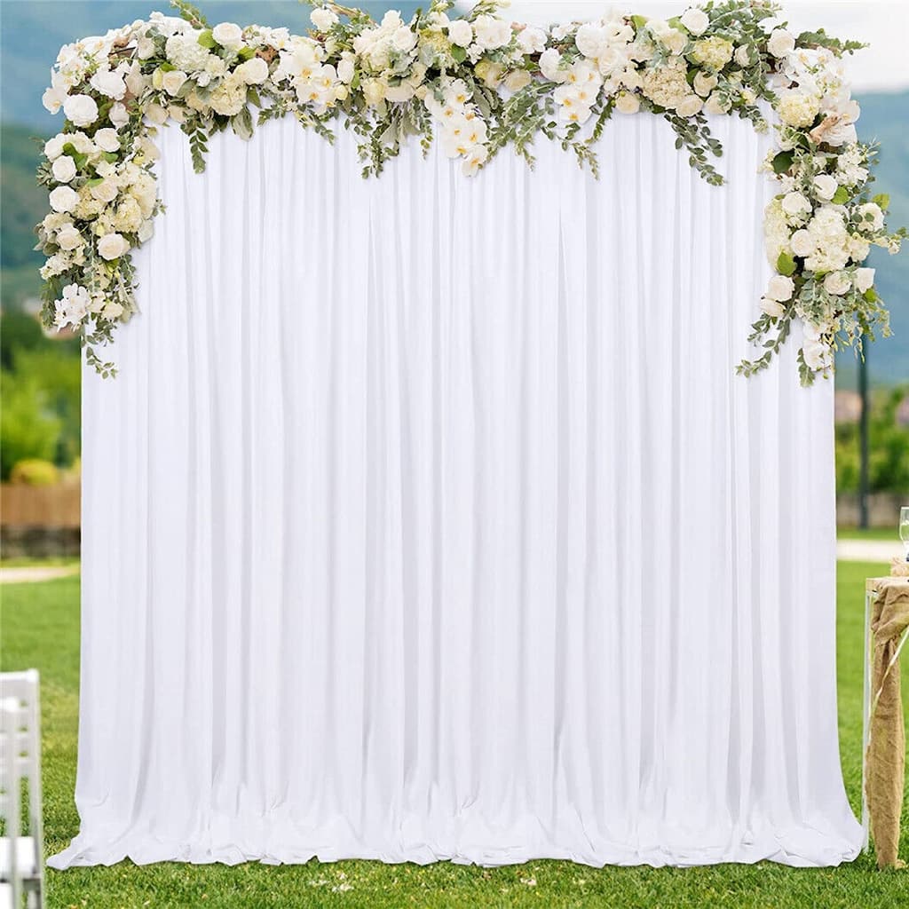 7 x 7ft Wedding White Backdrop Curtain Smooth Ice Silk Stage Background Curtain