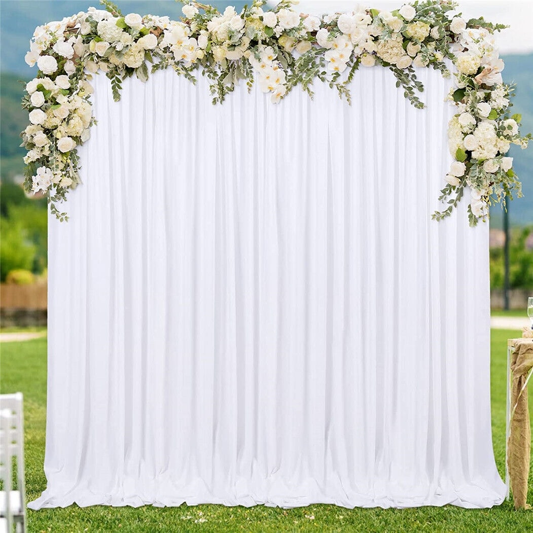 7 x 7ft Wedding White Backdrop Curtain Smooth Ice Silk Stage Background Curtain
