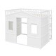 preview thumbnail 4 of 26, Full Size House Loft Bed, Wood House Bed Frame with Windows, Child Loft Bed with Ladder and Safety Guardrails