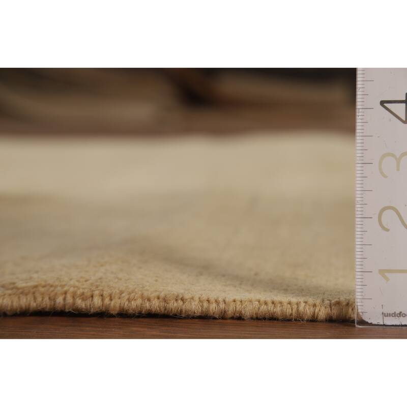 Muted Gold Beige Gabbeh Oriental Area Rug Hand-Knotted Wool Carpet - 6'5" x 9'8"